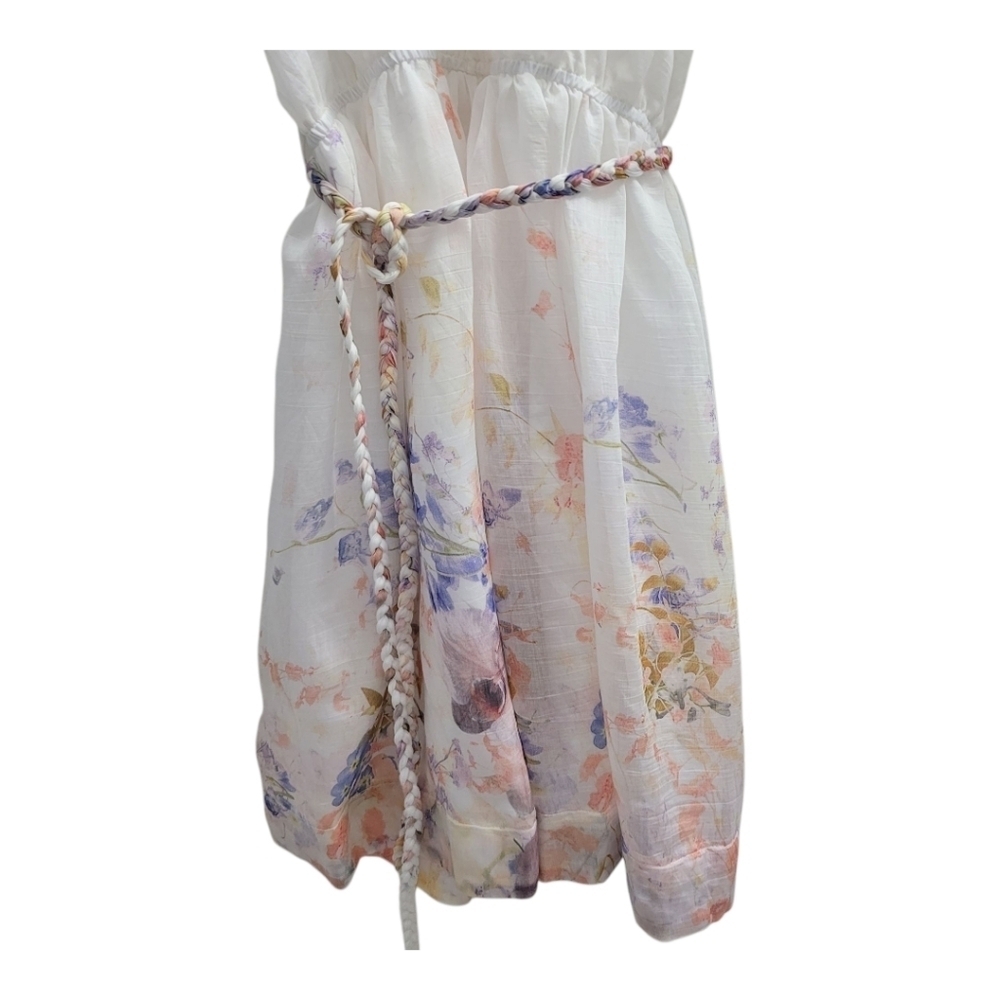 En Saison Taylorann Mini Dress Waist-Tie Bubble Sleeves Size Medium - Picture 7 of 14